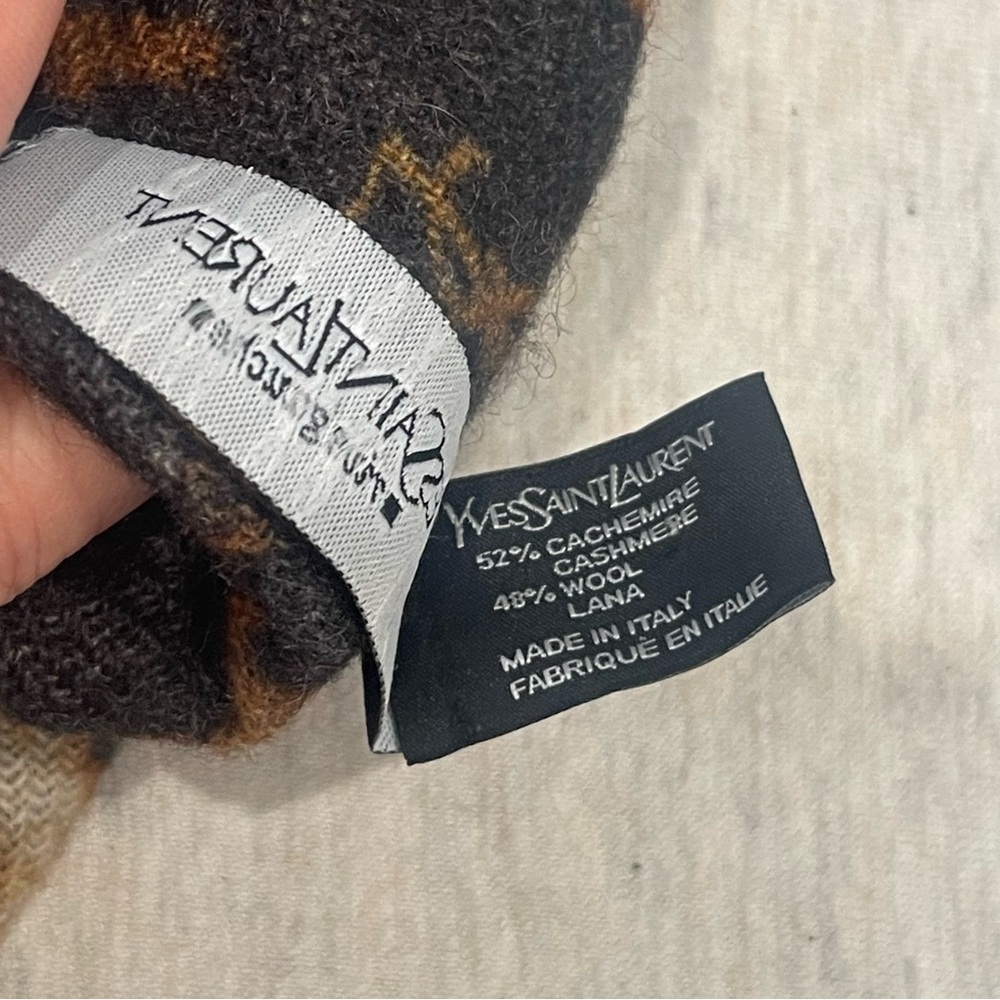 Yves Saint Laurent Brown Leopard Print Scarf - Picture 4 of 5